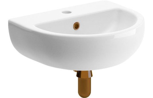 Ruby River 450x400mm 1TH Cloakroom Basin & Brushed Bronze Bottle Trap - RUBY108876 - Envy Bathrooms Ltd