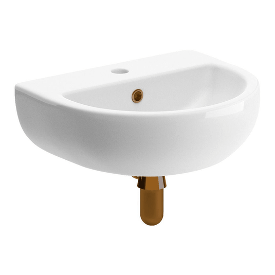 Ruby River 450x400mm 1TH Cloakroom Basin & Brushed Bronze Bottle Trap - RUBY108876 - Envy Bathrooms Ltd