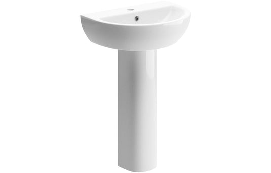 Ruby River 550x400mm 1TH Basin & Full Pedestal - RUBY1830 - Envy Bathrooms Ltd