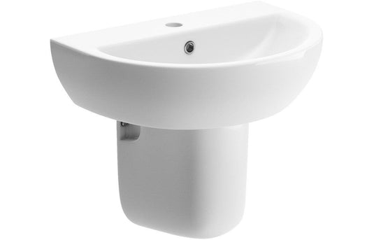 Ruby River 550x400mm 1TH Basin & Semi Pedestal - RUBY1831 - Envy Bathrooms Ltd