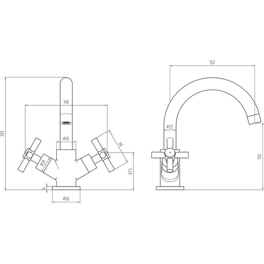 Ruby Rocky Basin Mixer - Chrome - RUBY105762 - Envy Bathrooms Ltd