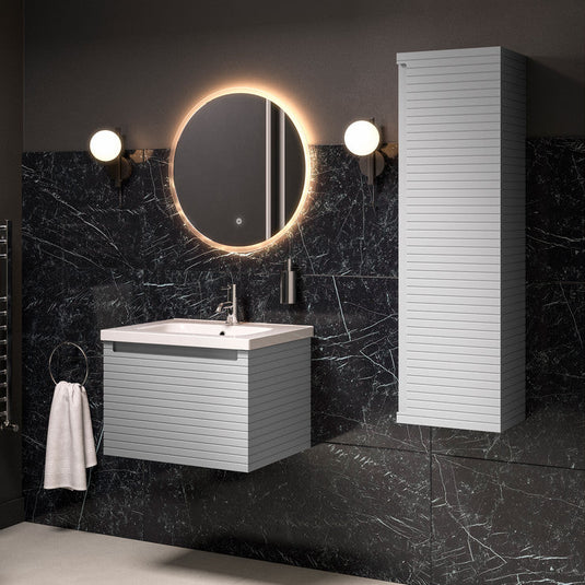 Ruby Roo 350mm Wall Hung 1 Door Tall Unit - Matt Mineral Grey - RUBY106932 - Envy Bathrooms Ltd