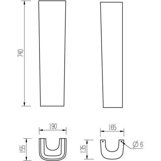 Ruby Roo 600x400mm 1TH Basin & Full Pedestal - RUBY1809 - Envy Bathrooms Ltd