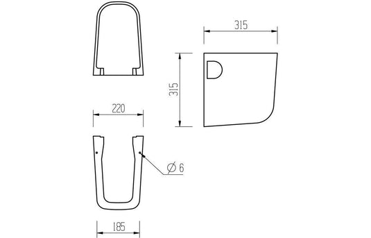 Ruby Roo 600x400mm 1TH Basin & Semi Pedestal - RUBY1810 - Envy Bathrooms Ltd