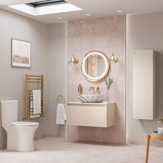 Ruby Roo 615mm Wall Hung 1 Drawer Basin Unit & Basin - Matt Cotton - RUBY106929 - Envy Bathrooms Ltd