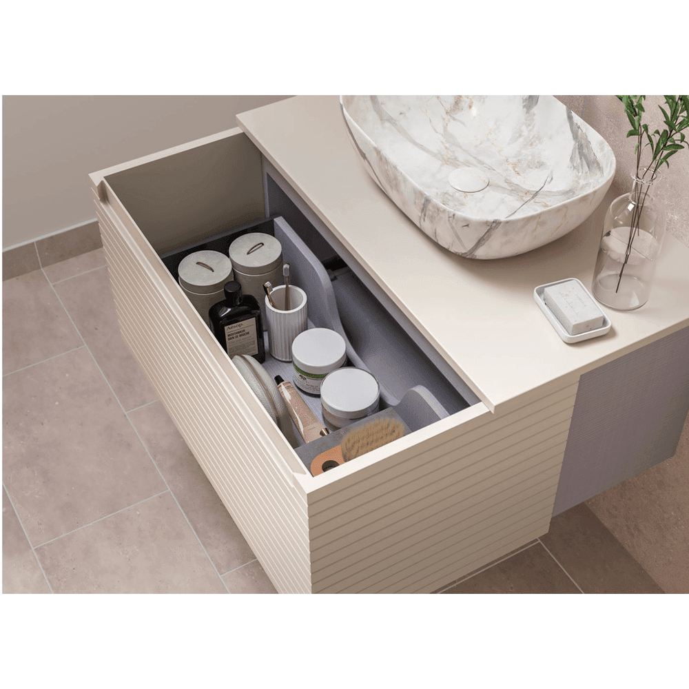 Ruby Roo 815mm Wall Hung 1 Drawer Basin Unit & Basin - Matt Cotton - R