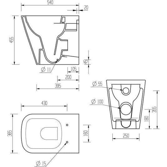 Ruby Roo Rimless Back To Wall Comfort Height WC & Soft Close Seat - RUBY1888 - Envy Bathrooms Ltd