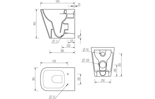 Ruby Roo Rimless Back To Wall Comfort Height WC & Soft Close Seat - RUBY1888 - Envy Bathrooms Ltd