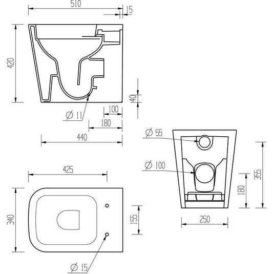Ruby Roo Rimless Back To Wall Short Projection WC & Soft Close Seat - RUBY106148 - Envy Bathrooms Ltd