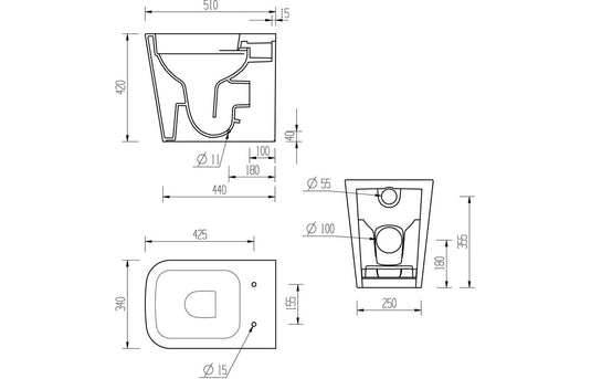 Ruby Roo Rimless Back To Wall Short Projection WC & Soft Close Seat - RUBY106148 - Envy Bathrooms Ltd