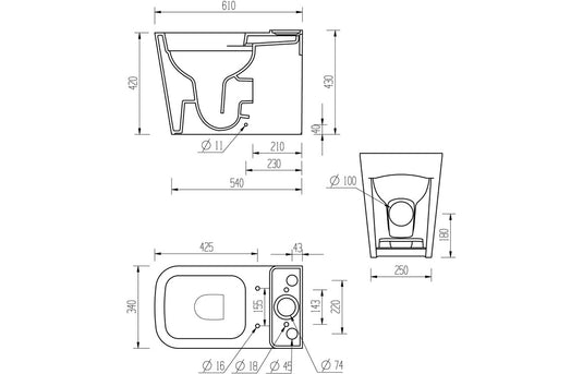 Ruby Roo Rimless Close Coupled Fully Shrouded Short Projection WC & Soft Close Seat - RUBY106147 - Envy Bathrooms Ltd