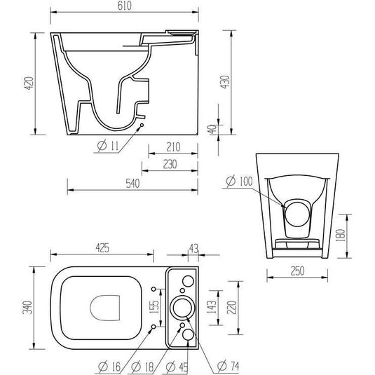 Ruby Roo Rimless Close Coupled Fully Shrouded Short Projection WC & Soft Close Seat - RUBY106147 - Envy Bathrooms Ltd
