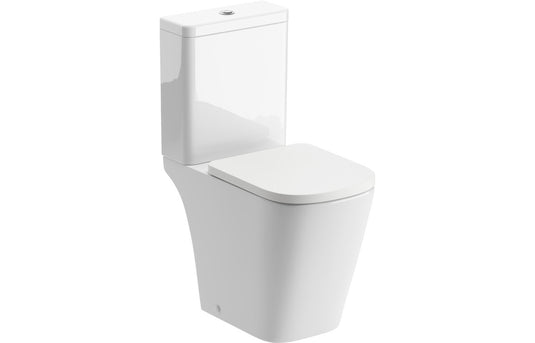 Ruby Roo Rimless Close Coupled Open Back Comfort Height WC & Soft Close Seat - RUBY106145 - Envy Bathrooms Ltd