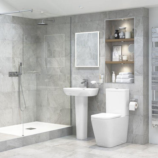 Ruby Roo Rimless Close Coupled Open Back Comfort Height WC & Soft Close Seat - RUBY106145 - Envy Bathrooms Ltd