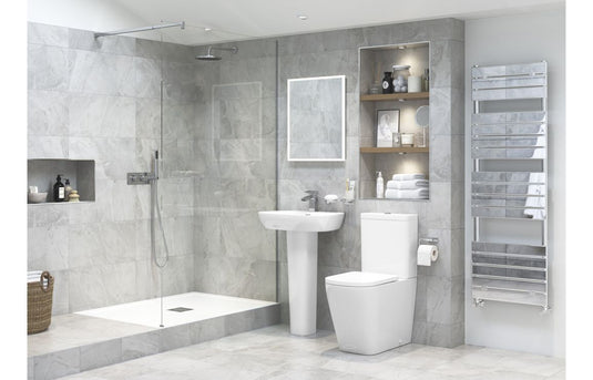 Ruby Roo Rimless Close Coupled Open Back Comfort Height WC & Soft Close Seat - RUBY106145 - Envy Bathrooms Ltd