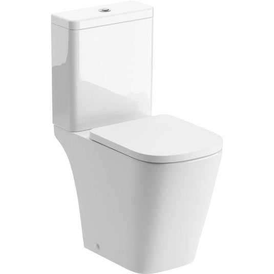 Ruby Roo Rimless Close Coupled Open Back Comfort Height WC & Soft Close Seat - RUBY106145 - Envy Bathrooms Ltd