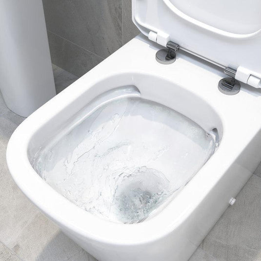 Ruby Roo Rimless Close Coupled Open Back Comfort Height WC & Soft Close Seat - RUBY106145 - Envy Bathrooms Ltd