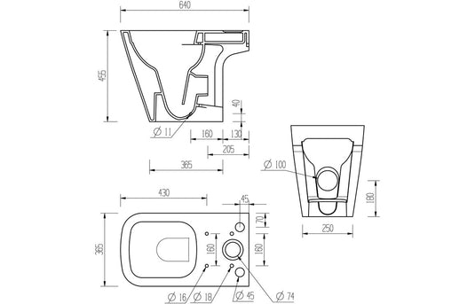 Ruby Roo Rimless Close Coupled Open Back Comfort Height WC & Soft Close Seat - RUBY106145 - Envy Bathrooms Ltd