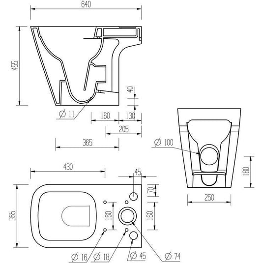 Ruby Roo Rimless Close Coupled Open Back Comfort Height WC & Soft Close Seat - RUBY106145 - Envy Bathrooms Ltd