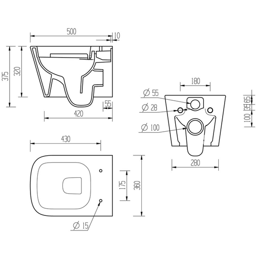 Ruby Roo Rimless Wall Hung WC & Soft Close Seat - RUBY1890