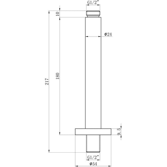 Ruby Round Ceiling Arm 180mm - Chrome - RUBY105871 - Envy Bathrooms Ltd