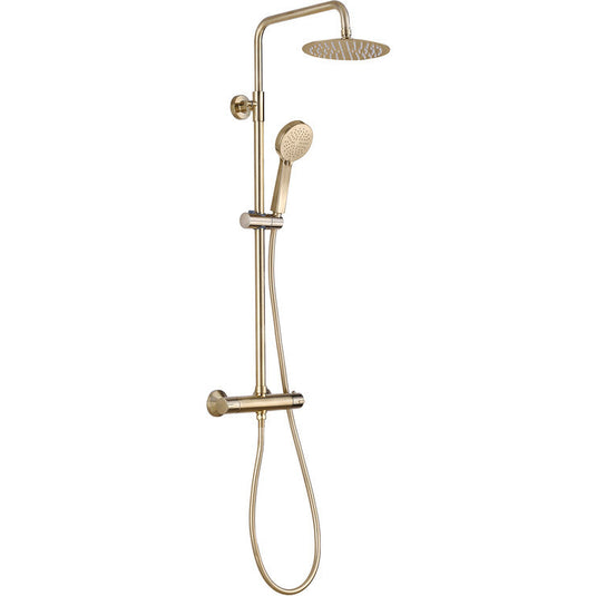 Ruby Round Thermostatic Bar Mixer w/Riser Kit - Brushed Brass - RUBY105888 - Envy Bathrooms Ltd