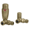 Ruby Round Thermostatic Brushed Brass Radiator Valves | Corner | RUBY108861