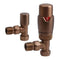 Ruby Round Thermostatic Brushed Bronze Radiator Valves | Angled | RUBY108863