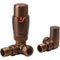 Ruby Round Thermostatic Brushed Bronze Radiator Valves | Corner | RUBY108865