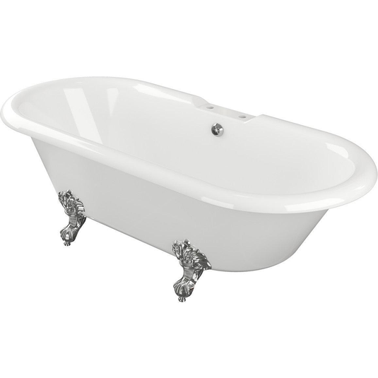 Ruby Rudy Freestanding 1690x740x620mm 2TH Bath w/Feet - White - RUBY102815