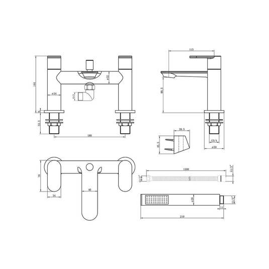 Ruby Rusty Bath/Shower Mixer - Chrome - RUBY105761 - Envy Bathrooms Ltd