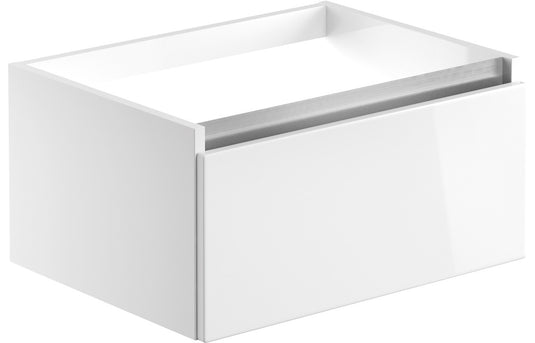 Ruby Sasha 600mm 1 Drawer Wall Hung Basin Unit (No Top) - White Gloss - RUBY101525 - Envy Bathrooms Ltd