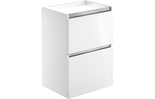 Ruby Sasha 600mm 2 Drawer Floor Standing Basin Unit (No Top) - White Gloss - RUBY101529 - Envy Bathrooms Ltd