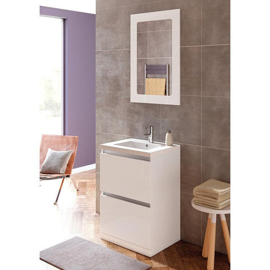 Ruby Sasha 600mm 2 Drawer Floor Standing Basin Unit (No Top) - White Gloss - RUBY101529 - Envy Bathrooms Ltd