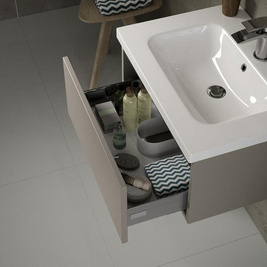 Ruby Sasha 615mm 1 Drawer Wall Hung Basin Unit Inc. Basin - Latte - RUBY101549 - Envy Bathrooms Ltd