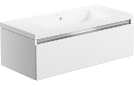 Ruby Sasha 815mm 1 Drawer Wall Hung Basin Unit Inc. Basin - White Gloss - RUBY101526 - Envy Bathrooms Ltd