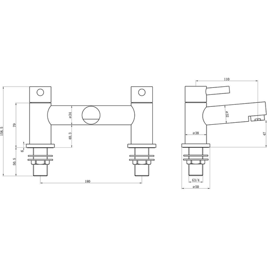 Ruby Shadow Bath Filler - Chrome - RUBY105770 - Envy Bathrooms Ltd