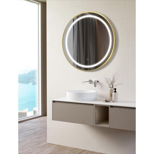 Ruby Shelby 600mm Round Front-Lit LED Mirror - Brushed Brass - RUBY106253 - Envy Bathrooms Ltd