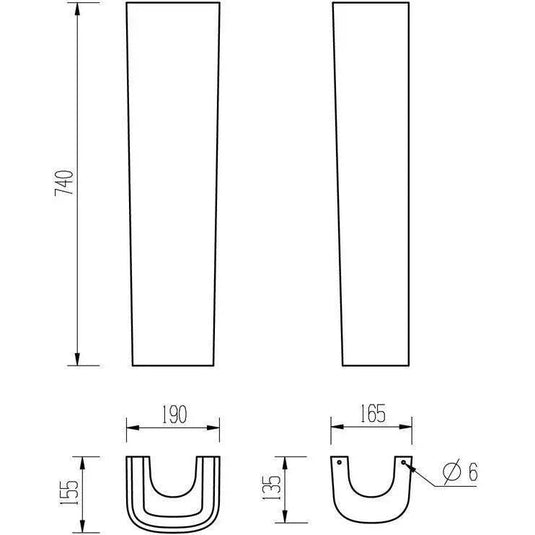 Ruby Shelby 600x400mm 1TH Basin & Full Pedestal - RUBY1752 - Envy Bathrooms Ltd