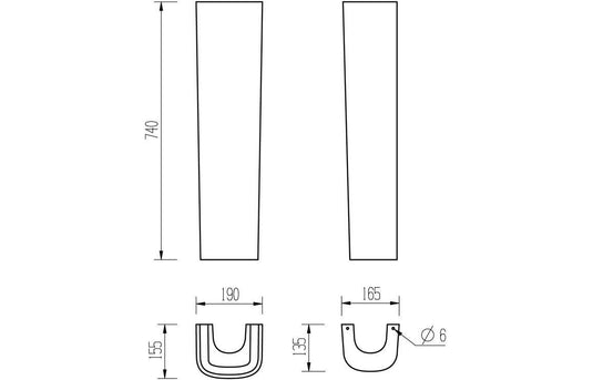 Ruby Shelby 600x400mm 1TH Basin & Full Pedestal - RUBY1752 - Envy Bathrooms Ltd