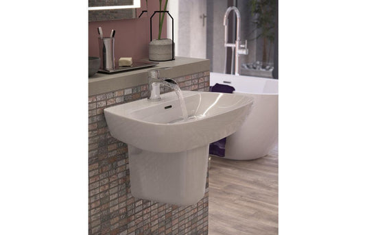 Ruby Shelby 600x400mm 1TH Basin & Semi Pedestal - RUBY1751 - Envy Bathrooms Ltd