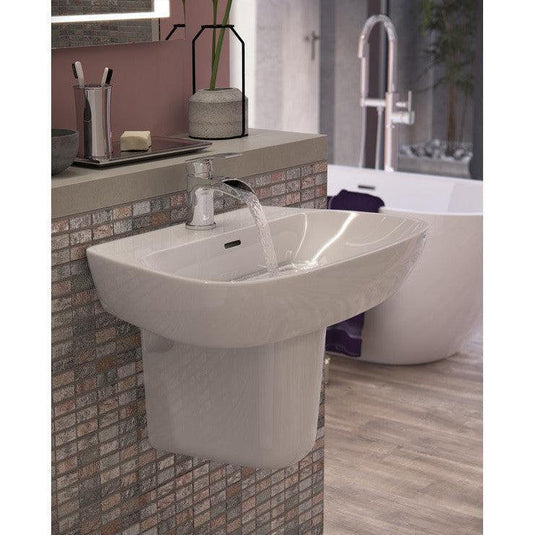Ruby Shelby 600x400mm 1TH Basin & Semi Pedestal - RUBY1751 - Envy Bathrooms Ltd