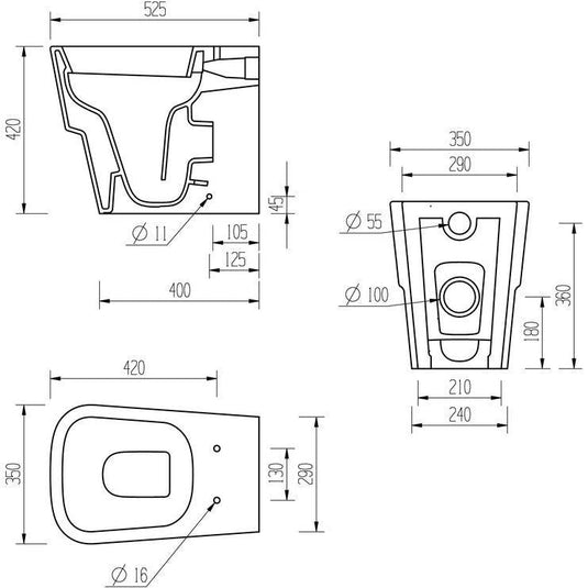 Ruby Shelby Back To Wall WC & Soft Close Seat - RUBY1848 - Envy Bathrooms Ltd