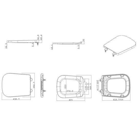 Ruby Shelby Square Soft Close Toilet Seat - White - RUBY107411 - Envy Bathrooms Ltd