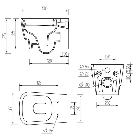 Ruby Shelby Wall Hung WC & Soft Close Seat - RUBY100532 - Envy Bathrooms Ltd