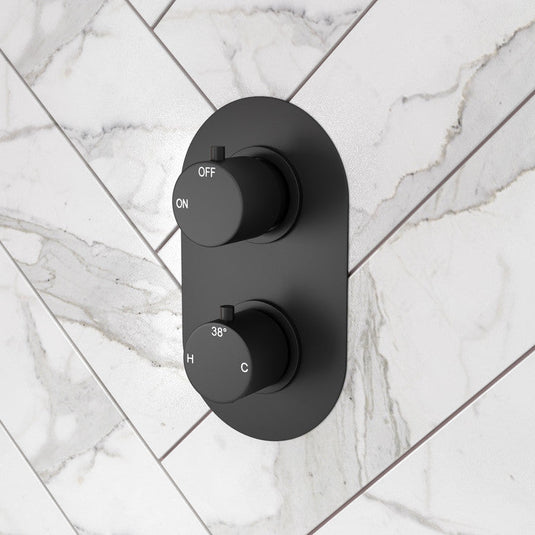 Ruby Single Outlet Twin Shower Valve - Matt Black - RUBY106795 - Envy Bathrooms Ltd