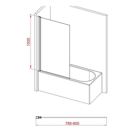 Ruby Single Straight Bath Screen - Brushed Brass - RUBY107501 - Envy Bathrooms Ltd