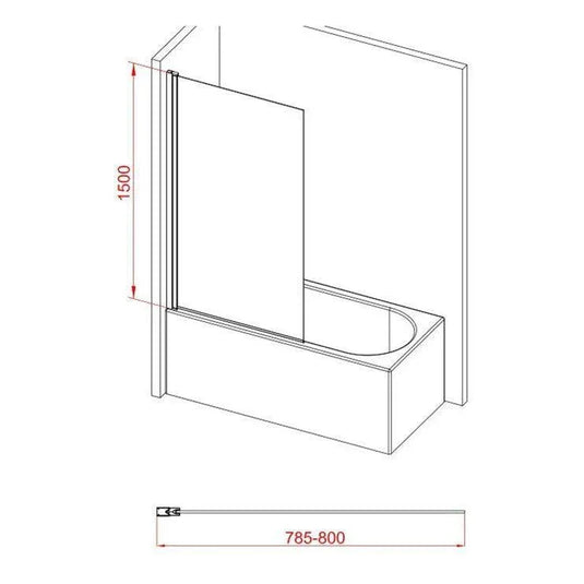 Ruby Single Straight Bath Screen - Brushed Brass - RUBY107501 - Envy Bathrooms Ltd