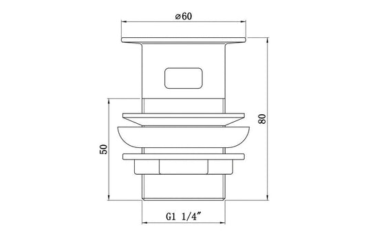 Ruby Slotted Flip Plug Basin Waste - Chrome - RUBY105720 - Envy Bathrooms Ltd