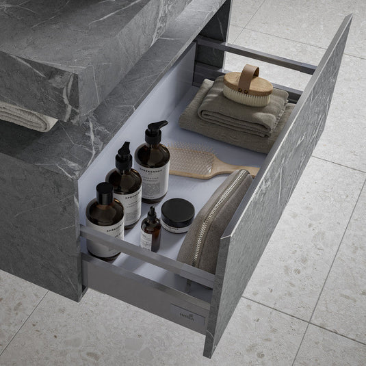 Ruby Smokey 600mm Wall Hung Basin Shelf - Grey Marble - RUBY106954 - Envy Bathrooms Ltd